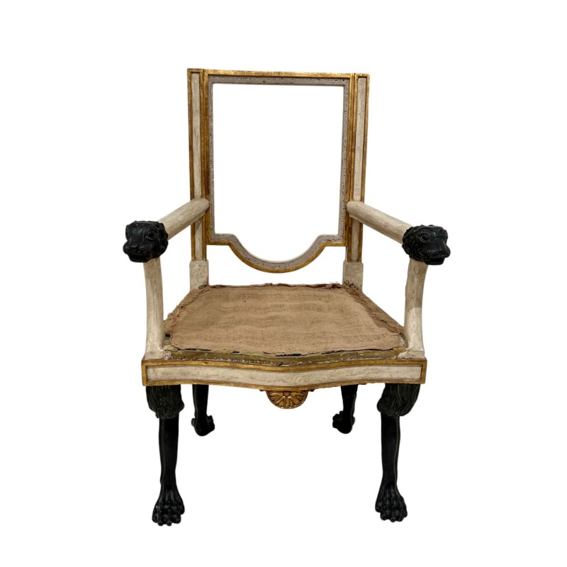 Italian Neoclassical Armchair with Detailed Carving