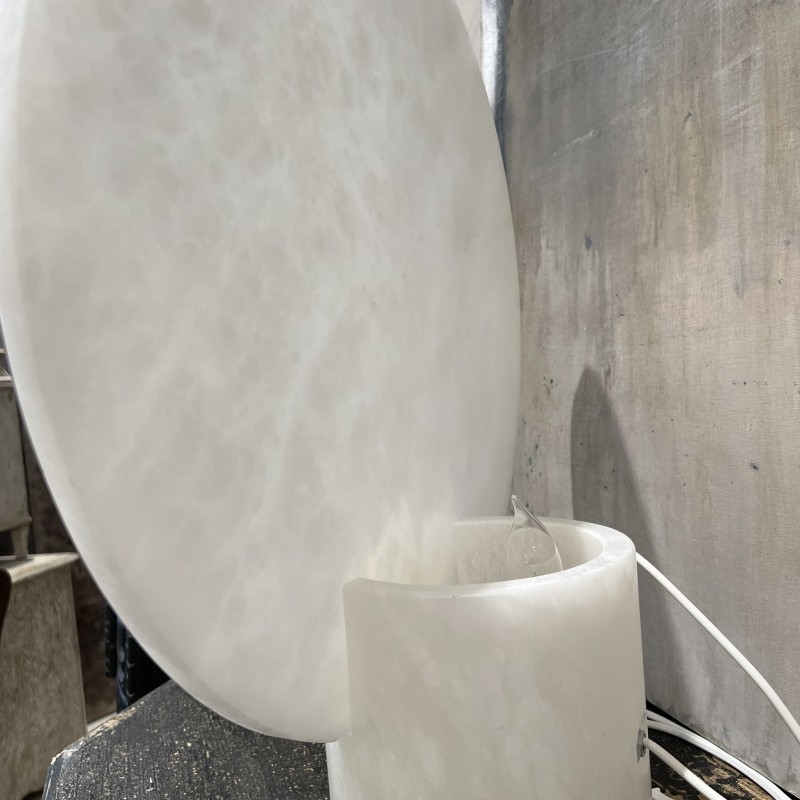 Large White Alabaster Disc Lamp - Image 6