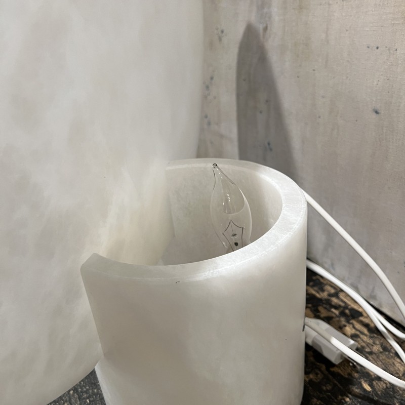 Large White Alabaster Disc Lamp - Image 7