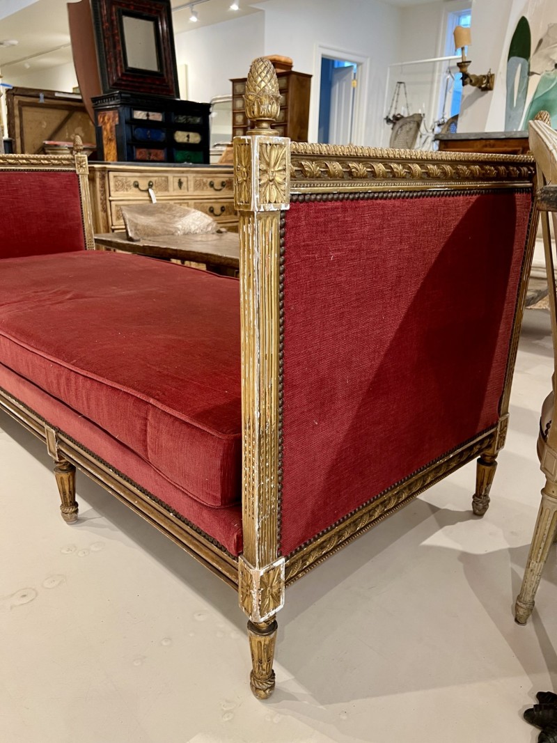 19th Century Louis XVI Gilded Daybed - Image 9