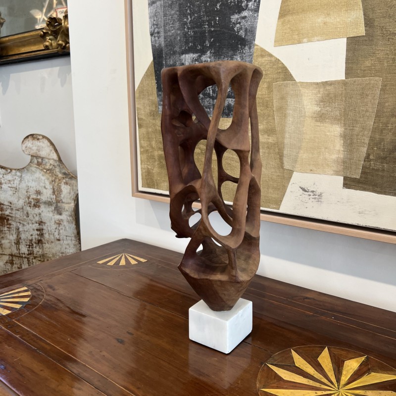Cuban School Carved Wooden Abstract Sculpture - Image 2