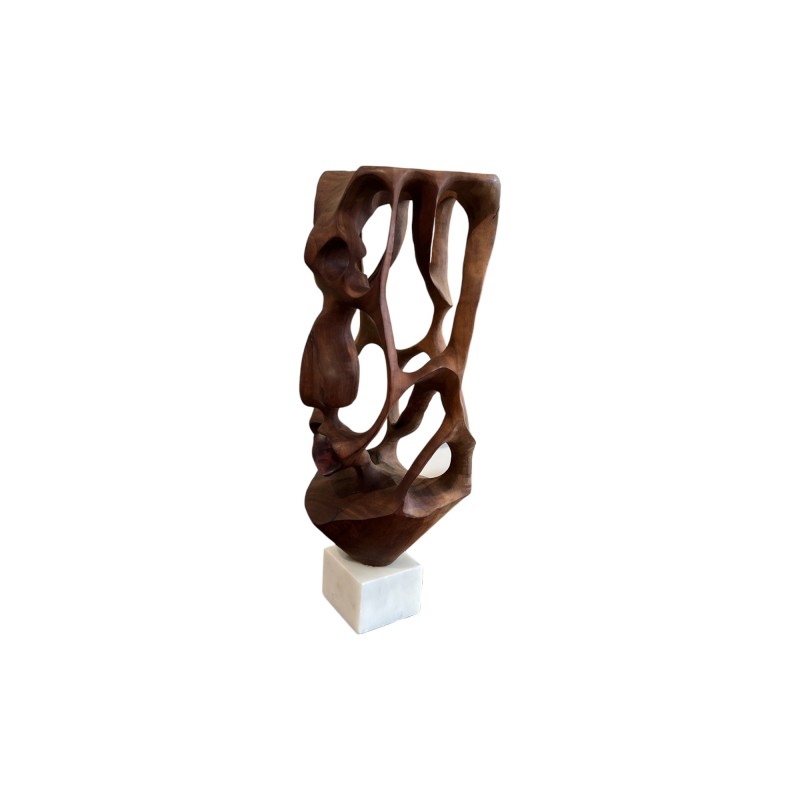Cuban School Carved Wooden Abstract Sculpture