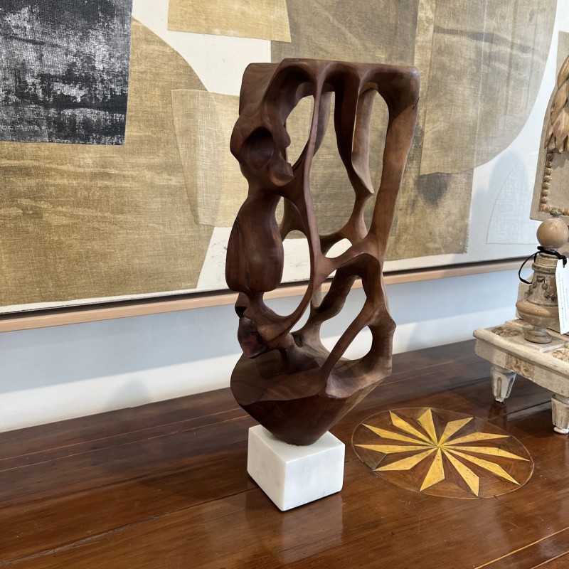 Cuban School Carved Wooden Abstract Sculpture - Image 3