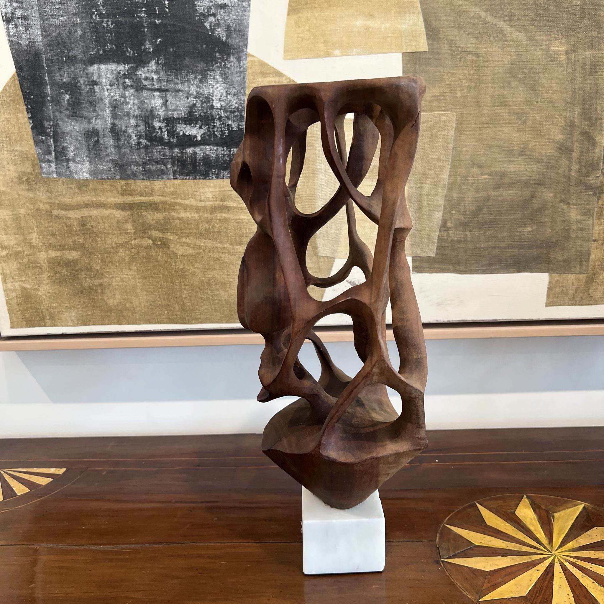 Cuban School Carved Wooden Abstract Sculpture - Image 9