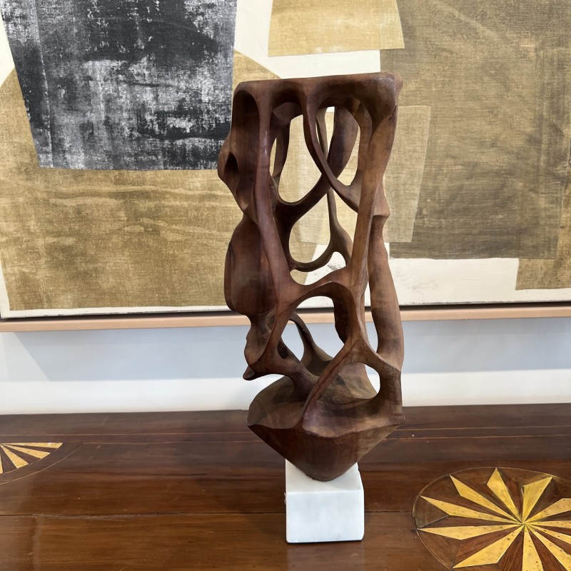 Cuban School Carved Wooden Abstract Sculpture - Image 4
