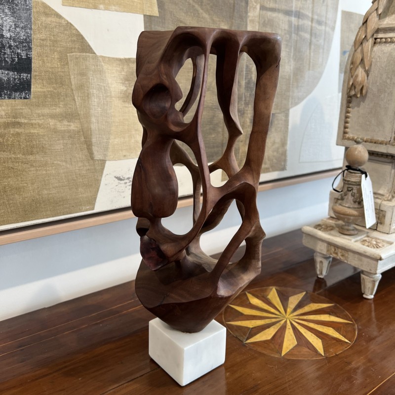 Cuban School Carved Wooden Abstract Sculpture - Image 7