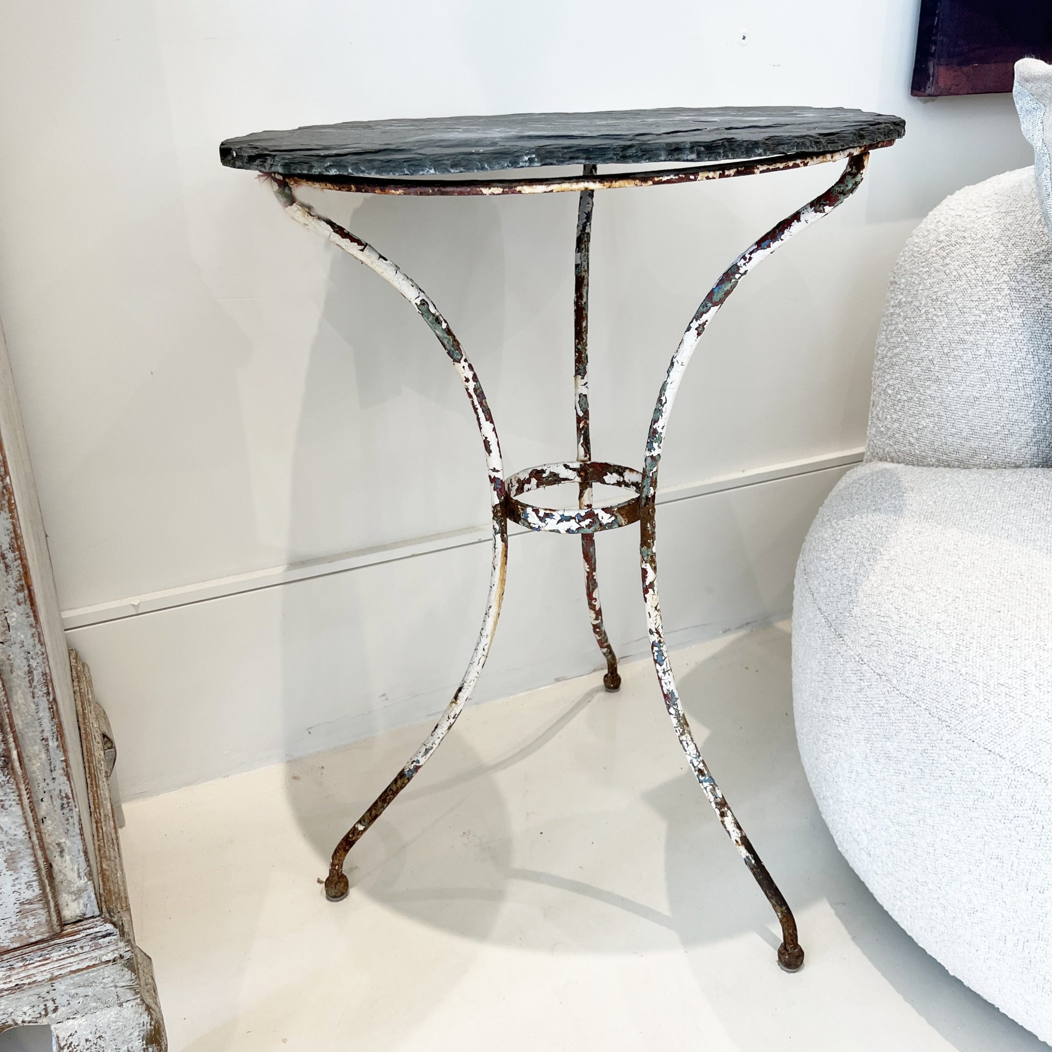 19th Century Table with Iron Base and Slate Top - Image 2
