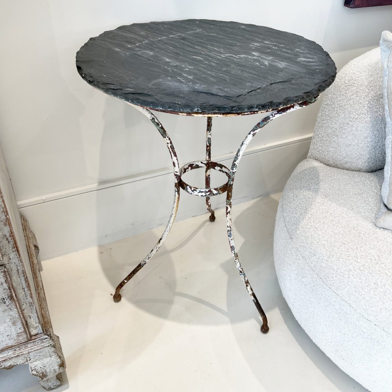 19th Century Table with Iron Base and Slate Top - Image 3