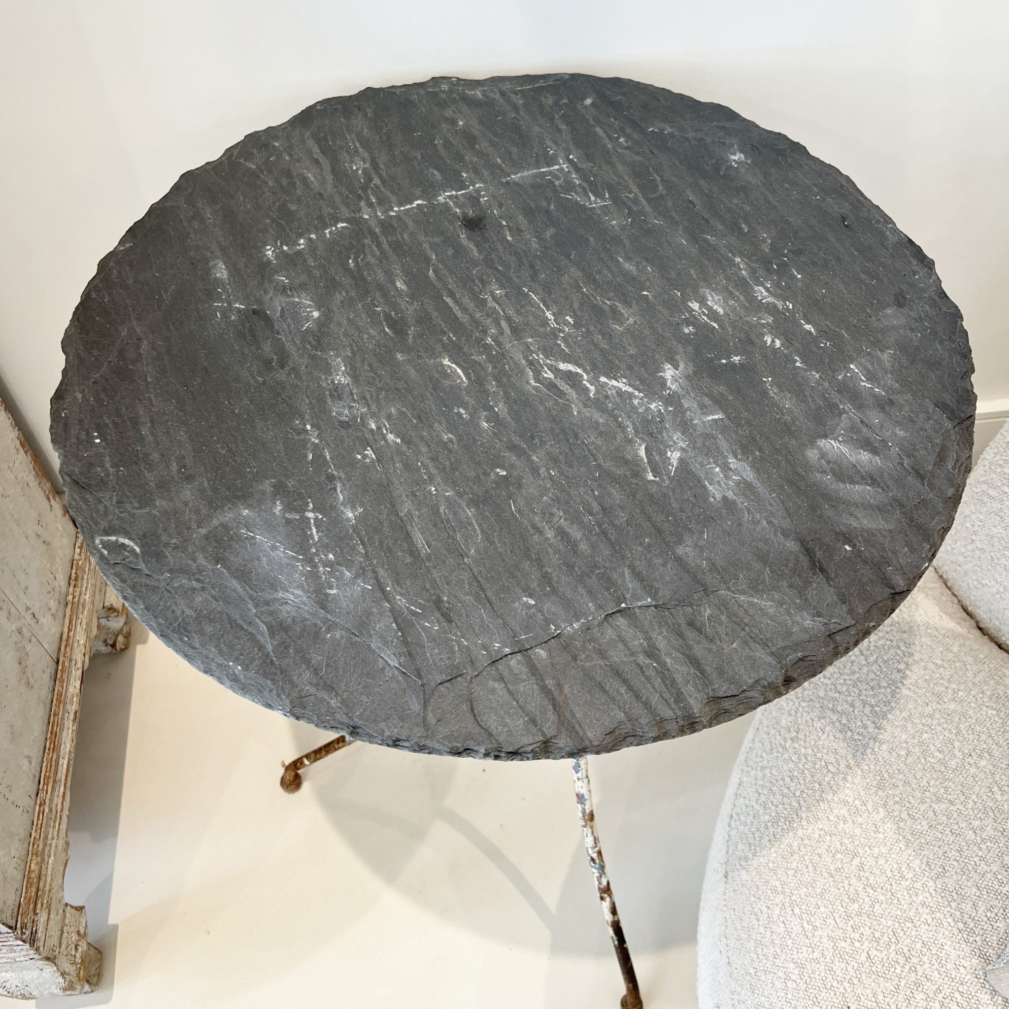 19th Century Table with Iron Base and Slate Top - Image 4