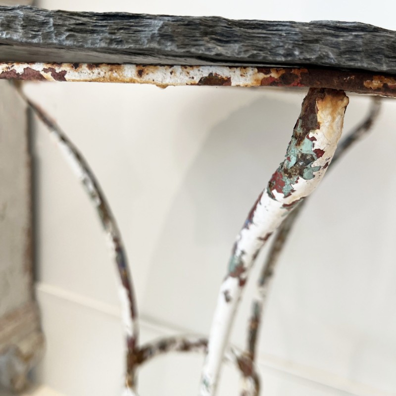 19th Century Table with Iron Base and Slate Top - Image 6