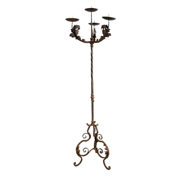 18th Century Iron 4 Light Torchere