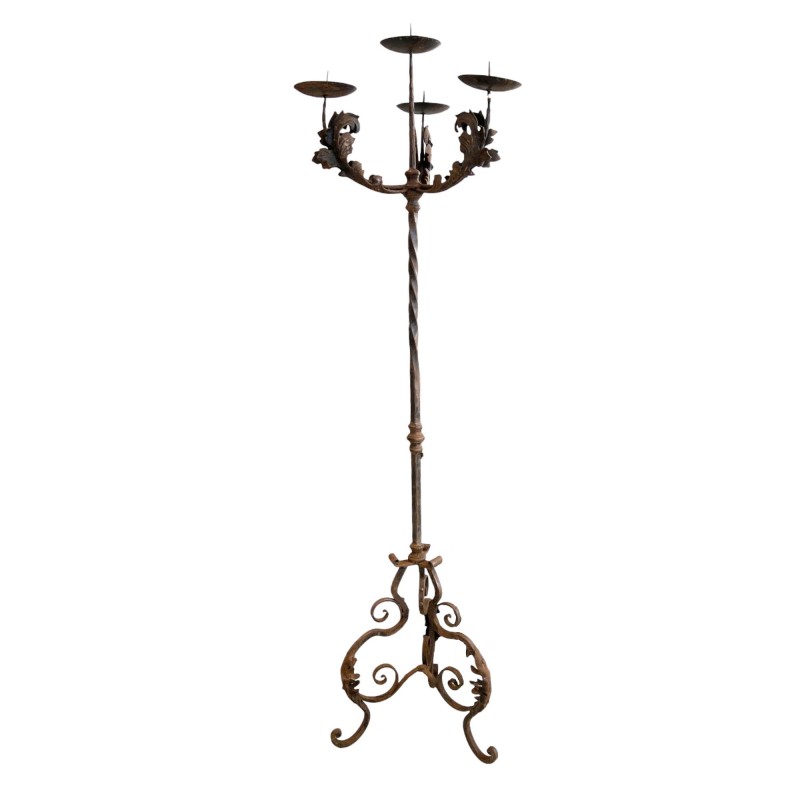 18th Century Iron 4 Light Torchere