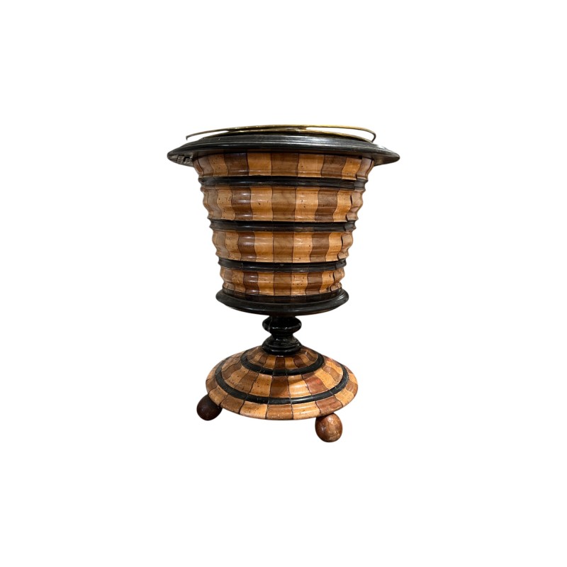 Dutch 19th Century Wooden Marquetry Bucket