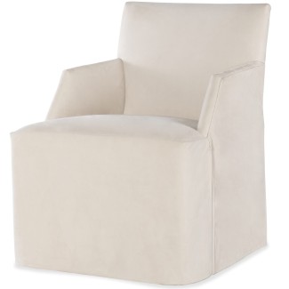 Stefano Skirted Chair - Taupe Leather
