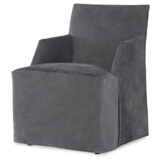 Stefano Skirted Chair - Charcoal Suede