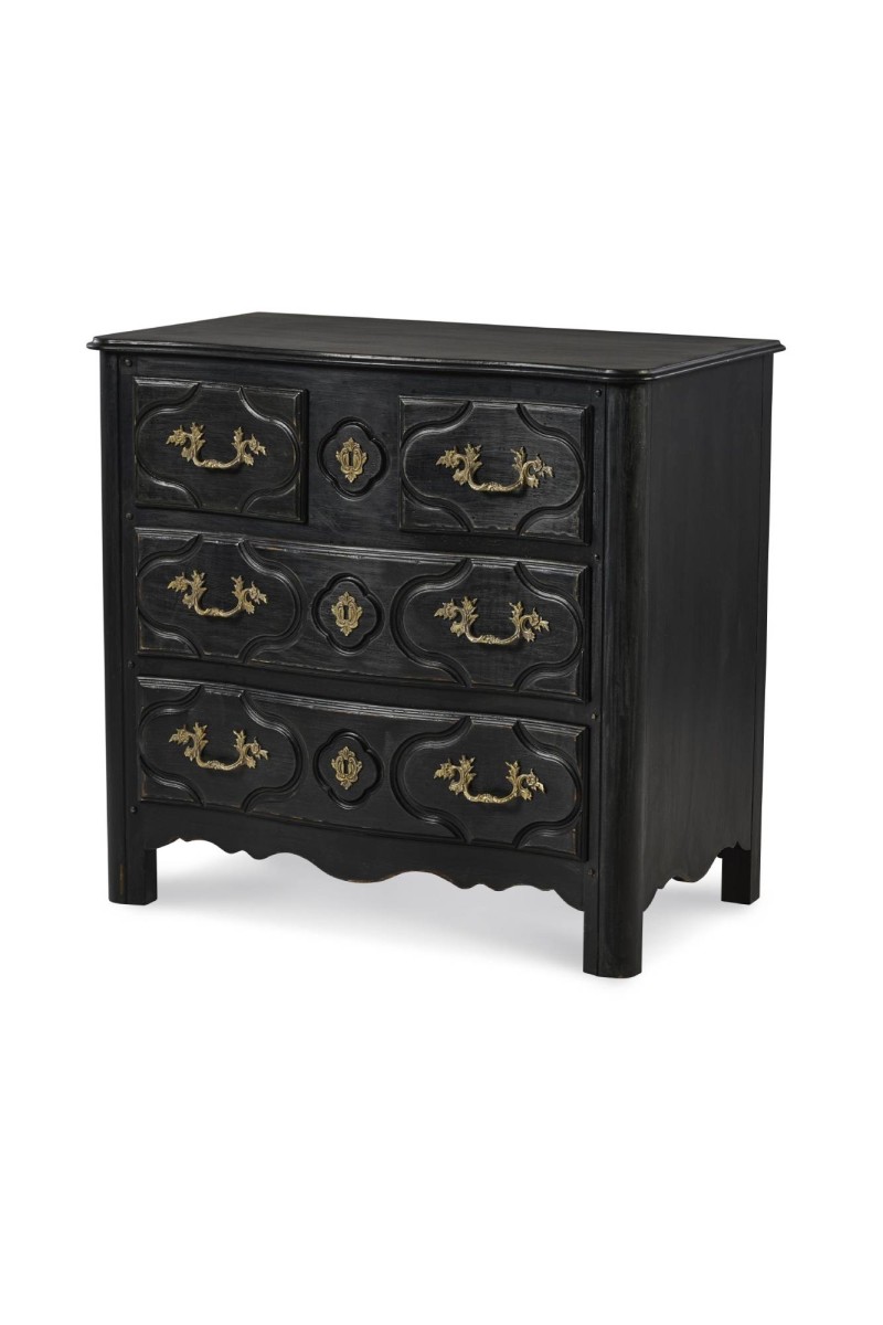 Louis XIV Nightstand - French Ebonized Noir