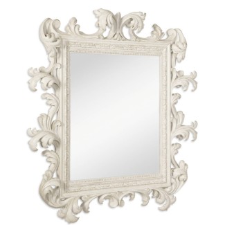 Italian Rococo Mirror - French Painted Blanc
