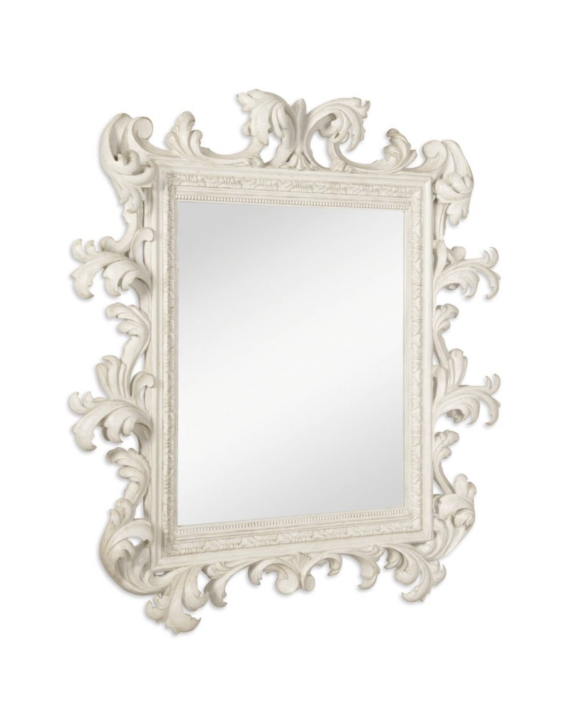 Italian Rococo Mirror - French Painted Blanc