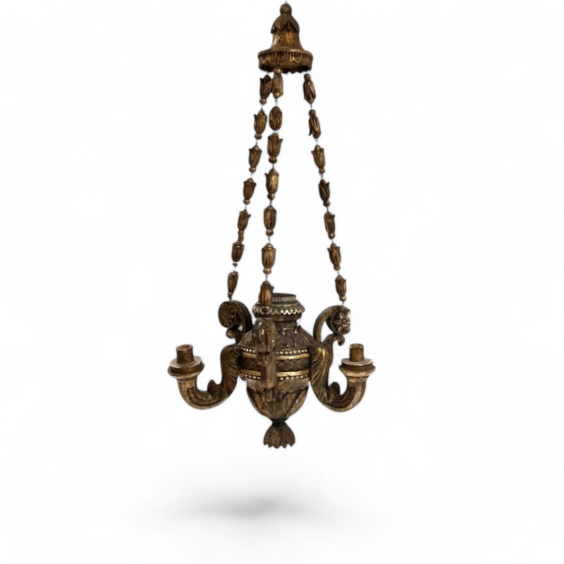 17th Century Italian Wood with Gilding Chandelier