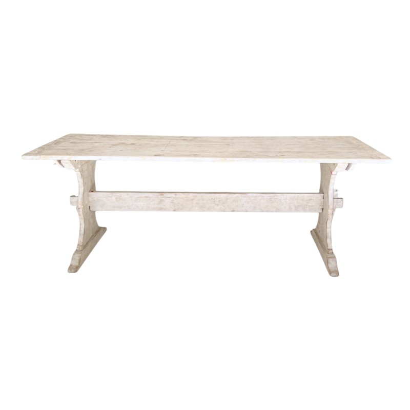 19th Century Swedish Painted White Farm Table - Image 3