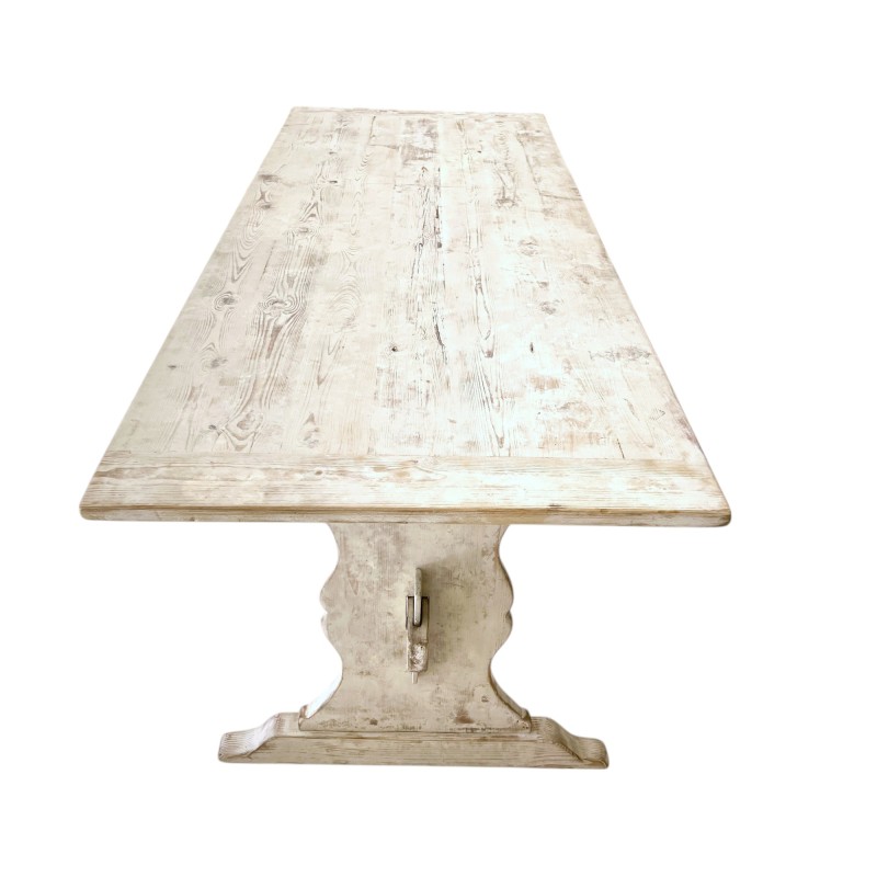 19th Century Swedish Painted White Farm Table - Image 5