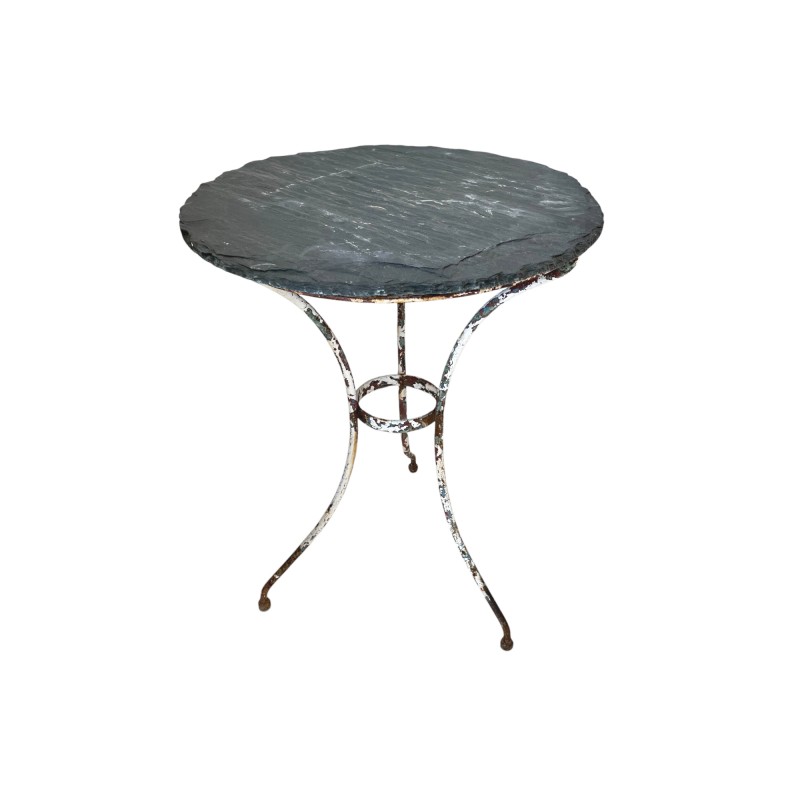 19th Century Table with Iron Base and Slate Top
