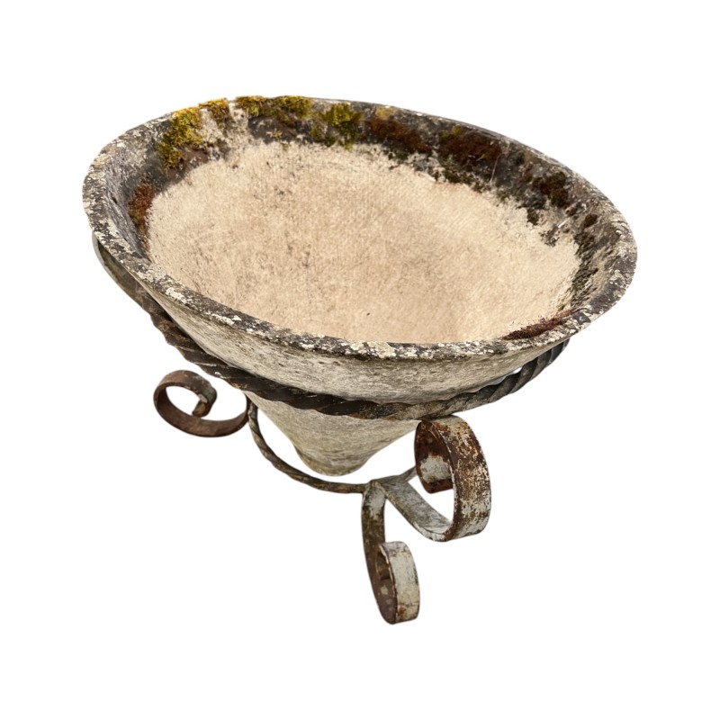 Mid-Century Willy Guhl Conical Jardiniere with Iron Stand - Image 5