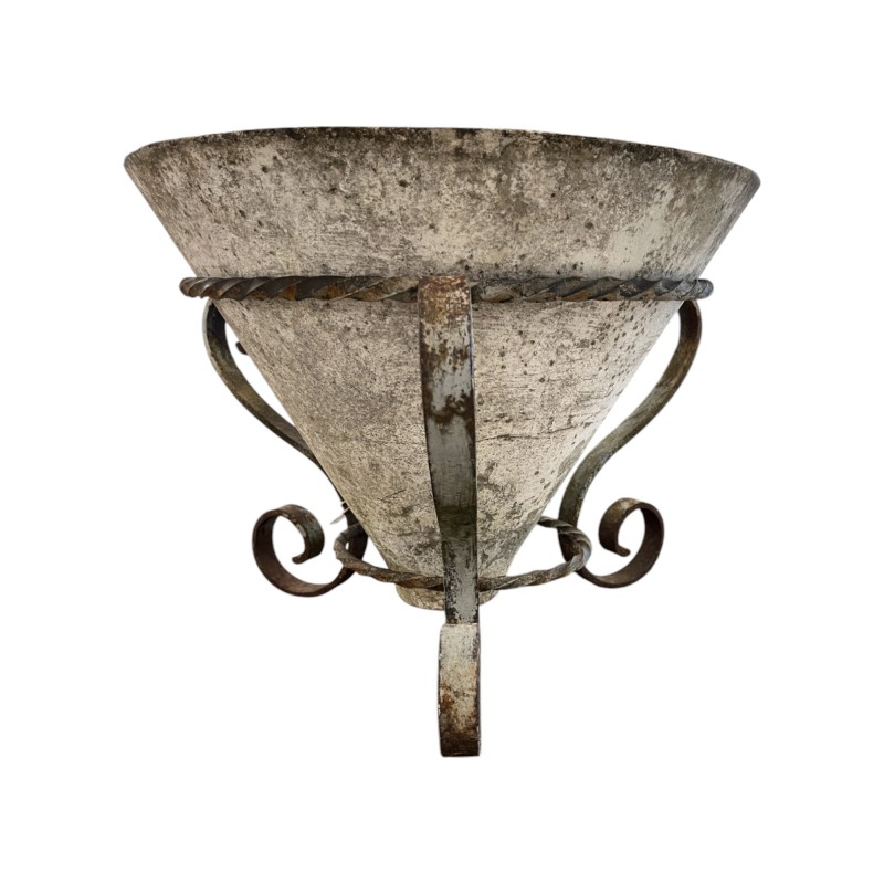 Mid-Century Willy Guhl Conical Jardiniere with Iron Stand - Image 2