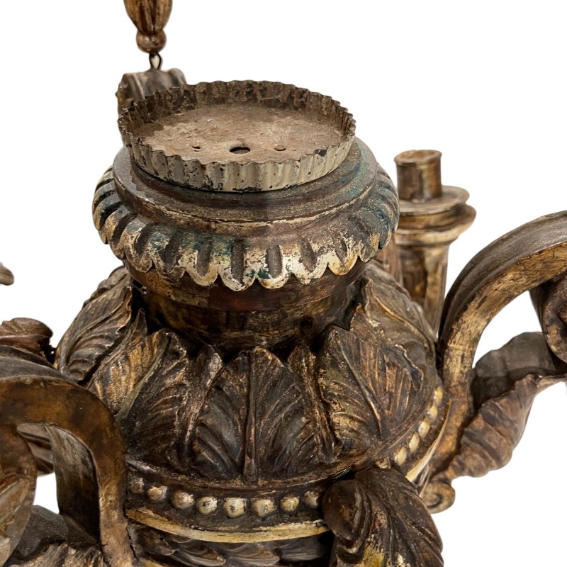 17th Century Italian Wood with Gilding Chandelier - Image 5