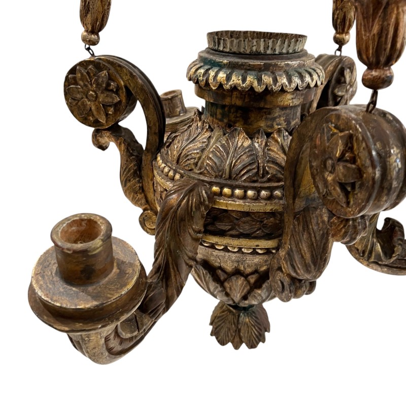 17th Century Italian Wood with Gilding Chandelier - Image 3