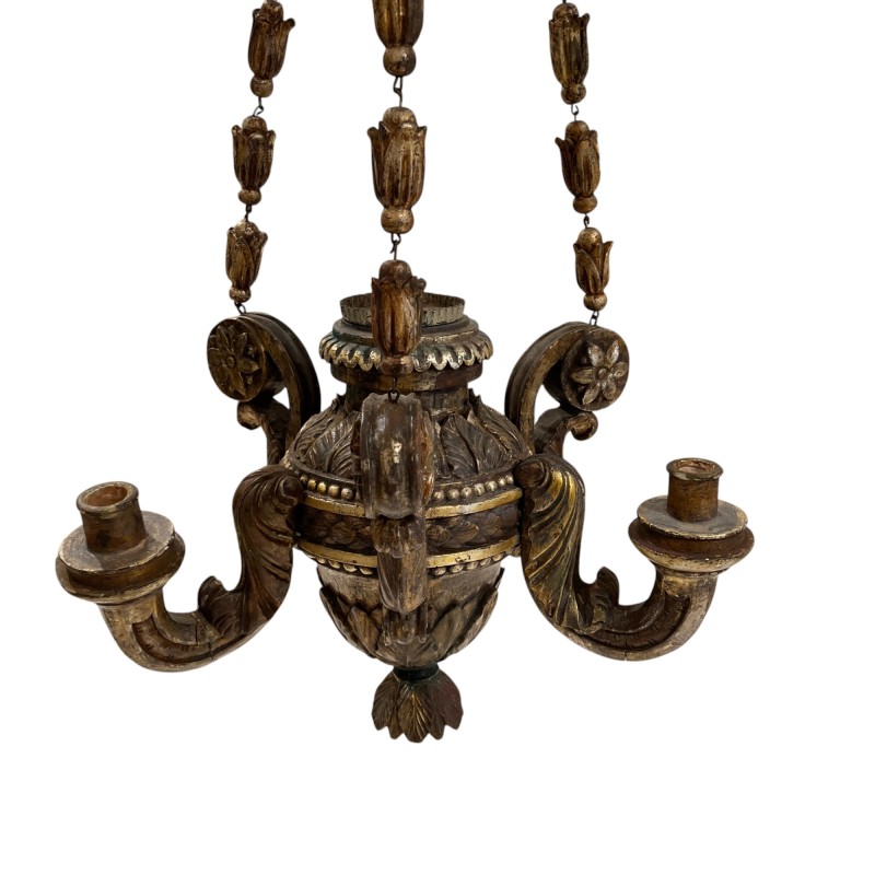 17th Century Italian Wood with Gilding Chandelier - Image 8