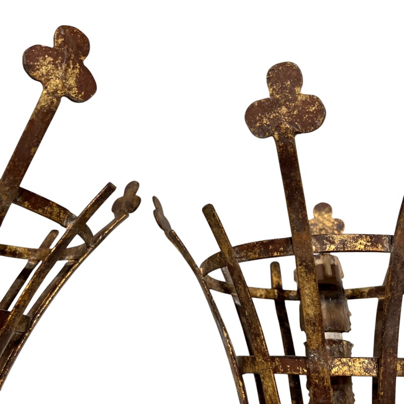 20th Century Pair of Italian Large Iron Sconces - Image 10
