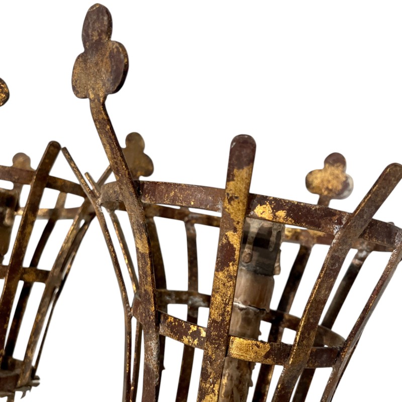 20th Century Pair of Italian Large Iron Sconces - Image 4