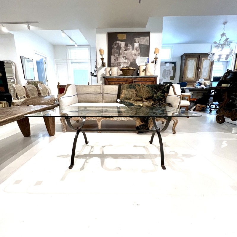 18th Century Iron Coffee Table with Glass Top - Image 2