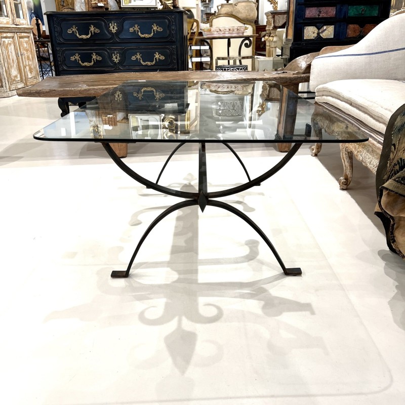 18th Century Iron Coffee Table with Glass Top - Image 5