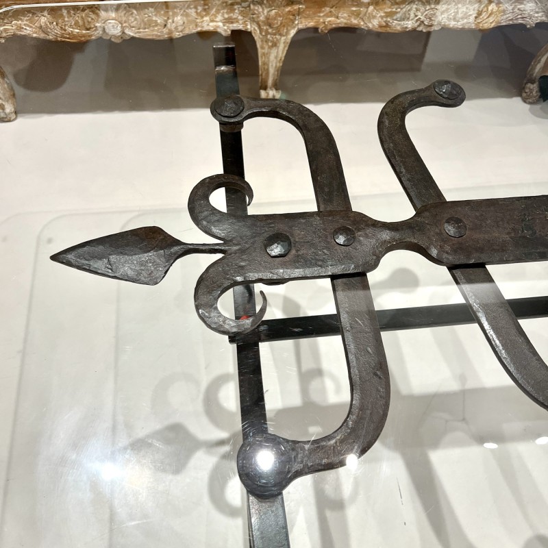 18th Century Iron Coffee Table with Glass Top - Image 6