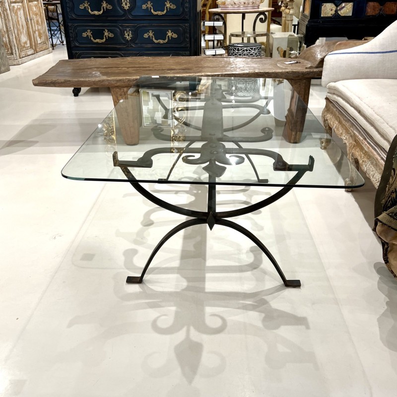 18th Century Iron Coffee Table with Glass Top - Image 10