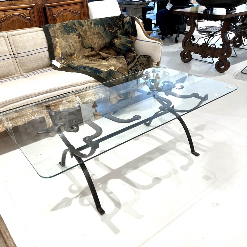 18th Century Iron Coffee Table with Glass Top - Image 11