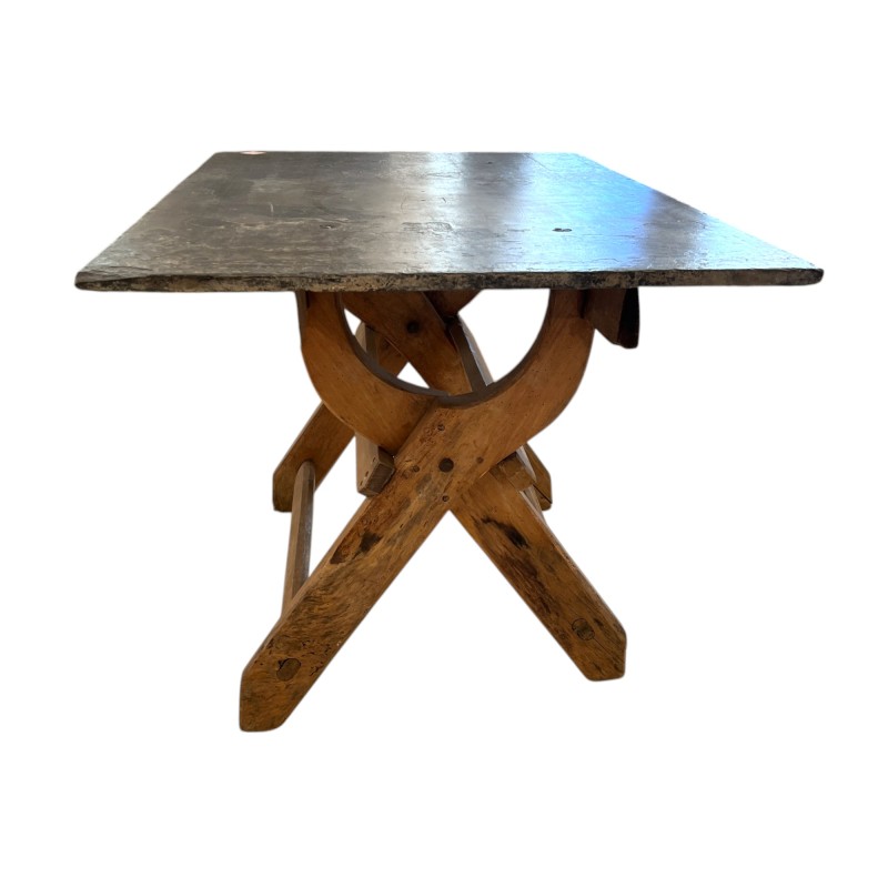 18th Century French Slate Top Trestle Table - Image 5