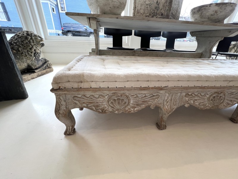 18th Century Swedish Rococo Long Bench - Image 7