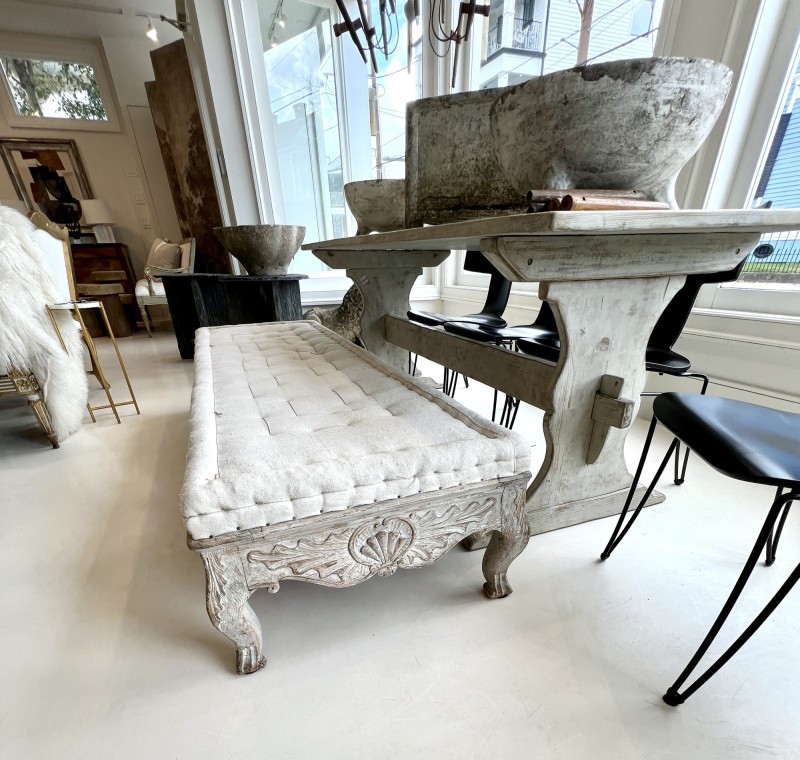 18th Century Swedish Rococo Long Bench - Image 9