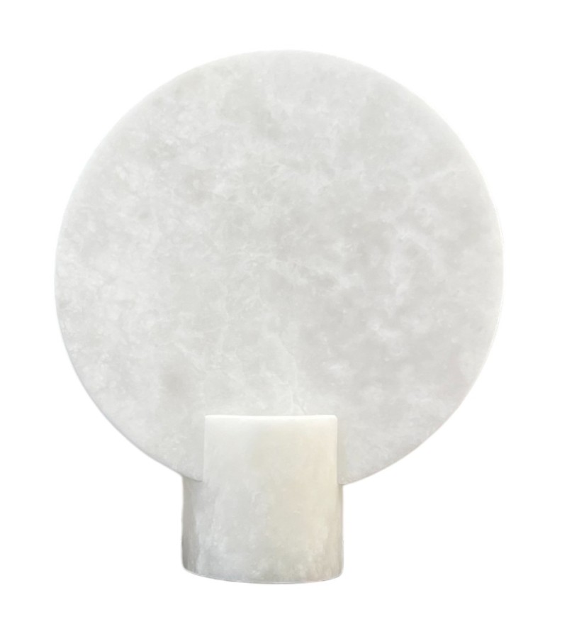 Large White Alabaster Disc Lamp