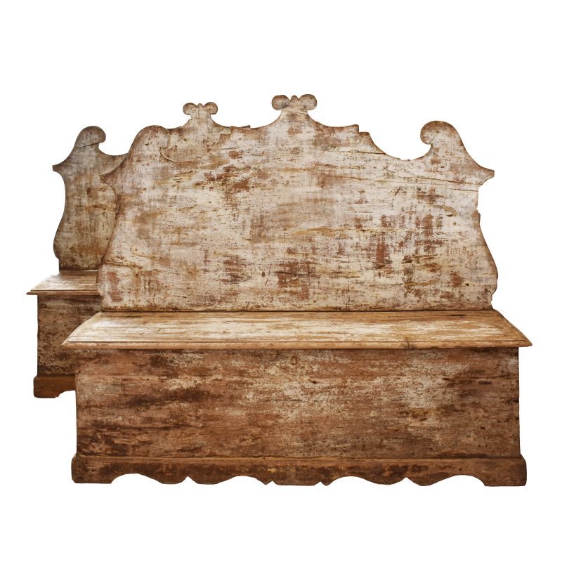 19th Century Italian Pair of Painted Wood Banquettes
