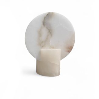 Medium White Alabaster Disc Lamp