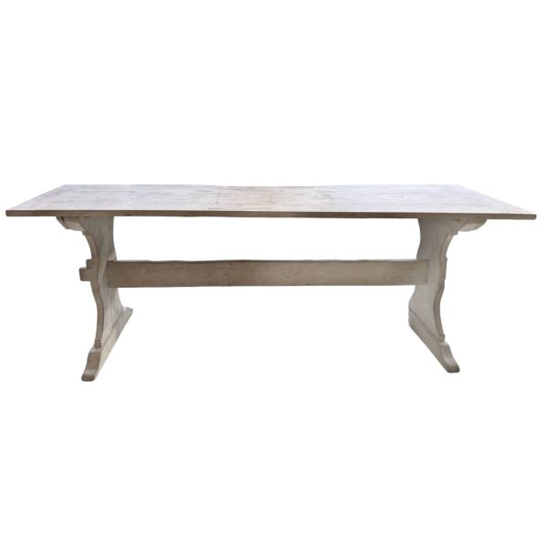 19th Century Swedish Painted White Farm Table