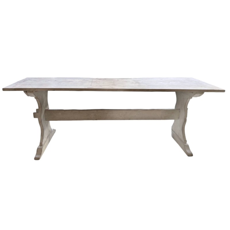 19th Century Swedish Painted White Farm Table