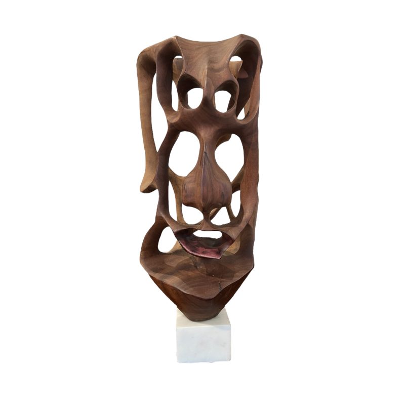 Cuban School Carved Wooden Abstract Sculpture - Image 2