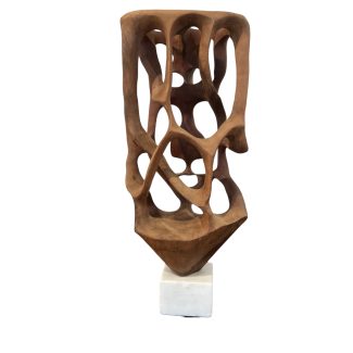 Cuban School Carved Wooden Abstract Sculpture
