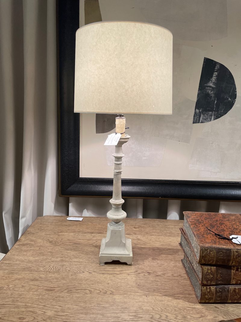 Pair of Lamps, French Vintage Pale Grey Marble - Image 3