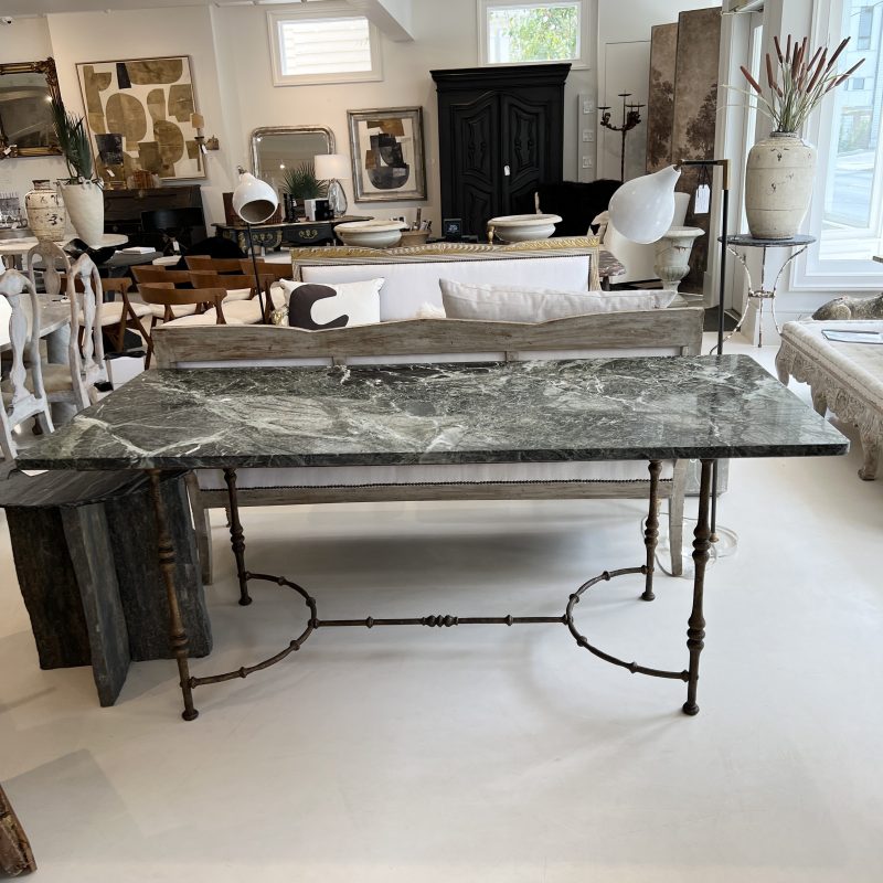 Mid-Century Large Maison Jansen Console Table with Iron Base and Marble Top - Image 6